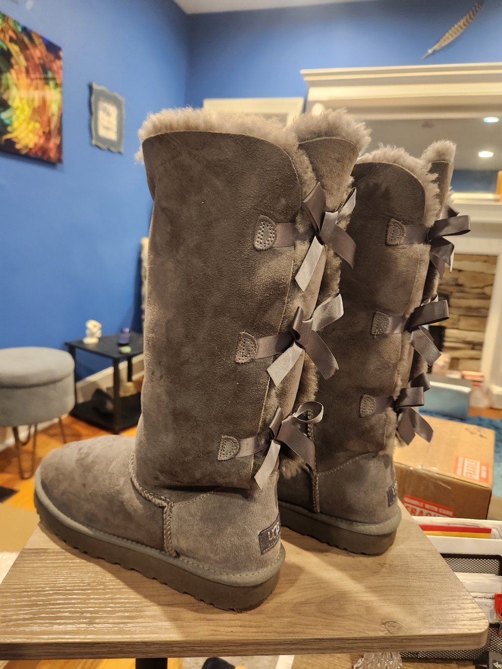 UGG Womens Bailey Bow Tall II Boots - Grey - Size 10 (NWOT)